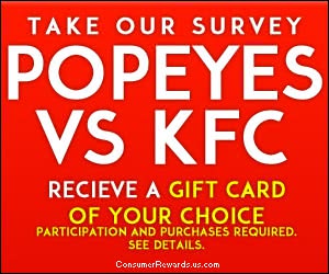 Free Popeyes or KFC Survey $50 Gift Card