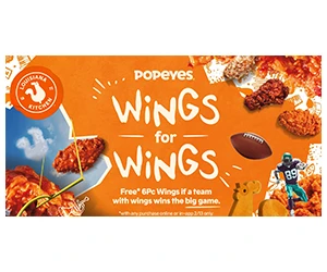 Free Popeyes 6pc Wings On February 13th