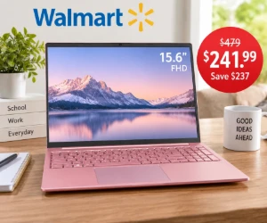 15.6-Inch Pink Laptop at Walmart for $241.99 - Save $237