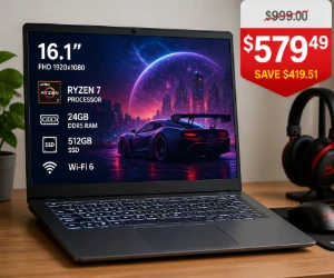 16.1" Ryzen 7 Gaming Laptop for $579.49 at Walmart - Save $419.51