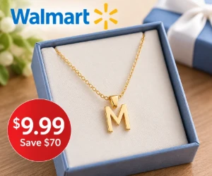 18K Gold-Plated Initial Necklace at Walmart for $9.99 - Save $70
