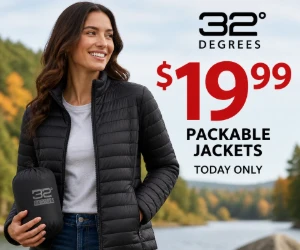 $19.99 Packable Jackets at 32 Degrees - One-Day Fall Layer Deal