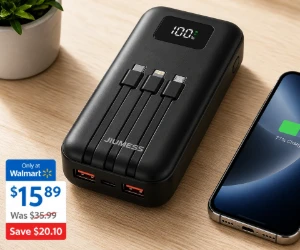 20,000mAh Power Bank With Built-In Cables for $15.89 at Walmart - Save $20.10