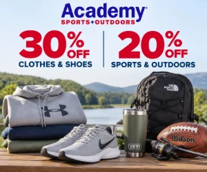 30% Off Clothes & Shoes + 20% Off Sports & Outdoors at Academy
