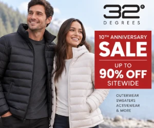 32 Degrees 10th Anniversary Sale: Up to 90% Off Sitewide