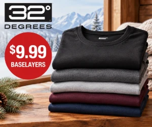 32 Degrees Baselayers for $9.99 - Cold-Weather Basics at a Stock-Up Price