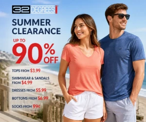 32 Degrees Clears Out Summer: Up to 90% Off, $3.99 Tops + $4.99 Swimwear & More