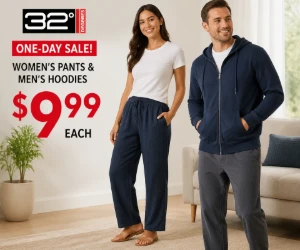 32 Degrees One-Day Sale: Women’s Pants & Men’s Hoodies for $9.99