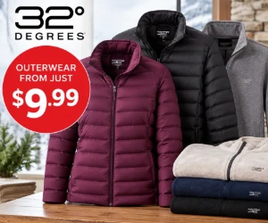 32 Degrees Outerwear From Just $9.99 in Anniversary Sale