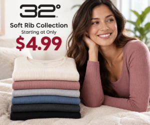 32 Degrees Soft Rib Collection Starting at Only $4.99