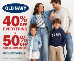 Save 40% on Everything at Old Navy + 50% Off for Cardmembers