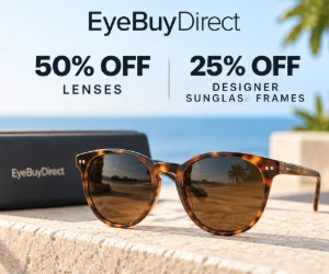 50% Off Lenses + 25% Off Designer Sunglass Frames at EyeBuyDirect
