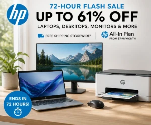 72 Hours to Upgrade at HP: Up to 61% Off Laptops & Tech + Free Shipping & More