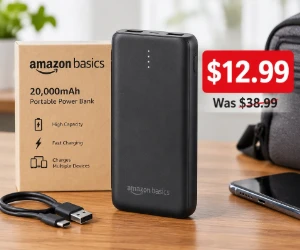 Amazon Basics 20,000mAh Power Bank for $12.99, Was $38.99