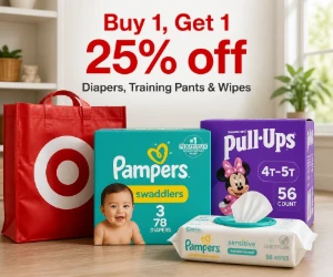 Baby Essentials Restock at Target: Buy 1, Get 1 25% Off Diapers, Training Pants & Wipes