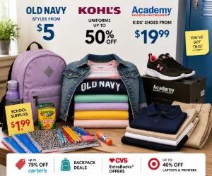 Back-to-School Final Stretch: Old Navy From $5, Kohl’s Uniforms Up to 50% Off + Academy Kids’ Shoes From $19.99 & More