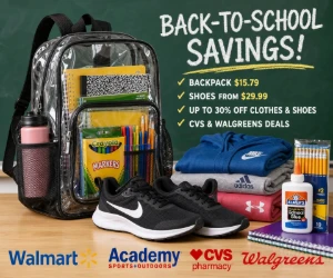 Back-to-School on a Budget: $15.79 Backpack, Shoes From $29.99, Up to 30% Off Clothes & More