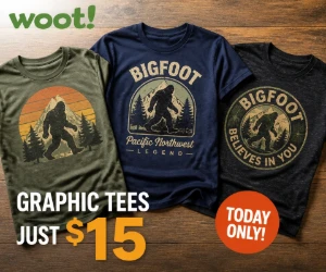 Bigfoot Graphic Tees at Woot for $15 - Fresh Designs for Cryptid Fans