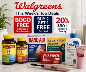 BOGO Free Vitamins, Buy 2 Get 1 Free First Aid + 20% Off $50+ Health & Beauty at Walgreens This Week