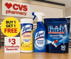 Buy 1, Get 1 Free Lysol & Finish at CVS + $3 ExtraBucks Rewards