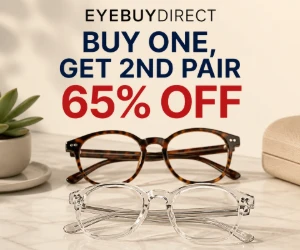 Buy One, Get 2nd Pair 65% Off at EyeBuyDirect - Seasonal Savings on Eyewear