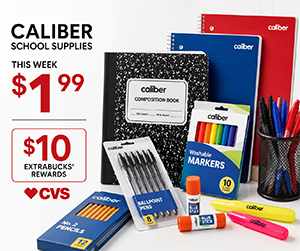 Caliber School Supplies at CVS for $1.99 + $10 ExtraBucks Rewards