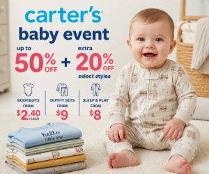 Carter’s Baby Event: Up to 50% Off + Extra 20%, Bodysuits From $2.40 Each, Outfit Sets From $9 & More
