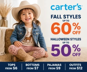 Carter’s Builds Fall Outfits From $6: Western Icons Up to 60% Off, Halloween Styles 50% Off & More