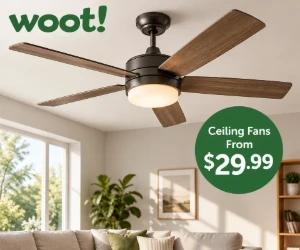 Ceiling Fans From $29.99 in Woot's Home Lighting Sale