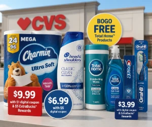 CVS This Week: BOGO Free Total Home, $6.99 Head & Shoulders + $5 Off, $9.99 Charmin + $5 ExtraBucks & More