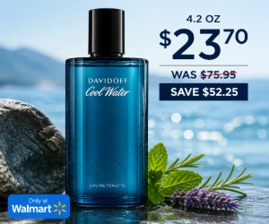 Davidoff Cool Water 4.2 oz for $23.70 at Walmart - Save $52.25
