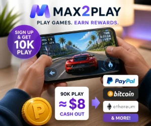 Earn Crypto & PayPal Rewards Playing Games With Max2Play