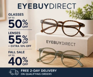 EyeBuyDirect Deals: Glasses Up to 50% Off, Lenses 55% Off + Extra 10%, Fall Sale Up to 40% & More