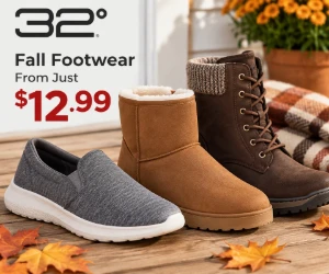 Fall Footwear From Just $12.99 at 32 Degrees