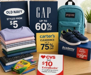Finish Back-to-School for Less: $5 Old Navy Basics, Gap Up to 60% Off + $10 CVS ExtraBucks & More