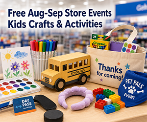 Free August and September Store Events, Kids Crafts and Activities