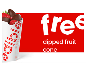 Free Chocolate Dipped Fruit Cone at Edible