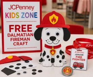 Free JCPenney Kids Zone Dalmatian Fireman Craft
