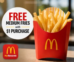 Free McDonald’s Medium Fries With $1 Purchase