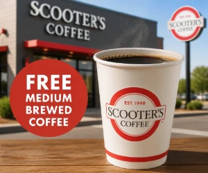 Free Medium Brewed Coffee at Scooter’s Coffee September 27–29