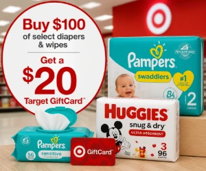 Get a $20 Target GiftCard When You Spend $100 on Baby Diapers & Wipes