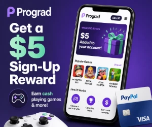 Get a $5 Sign-Up Reward & Earn Cash Playing Games With Prograd