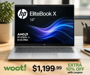 HP EliteBook X 14 Ryzen AI 9 Laptop for $1,199.99 at Woot + Extra 10% Off With Coupon