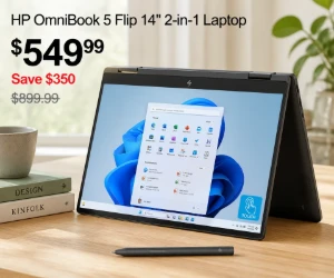HP OmniBook 5 Flip 14-Inch 2-in-1 Laptop for $549.99 - Save $350