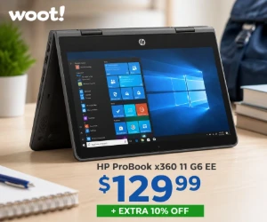 HP ProBook x360 11 G6 EE 2-in-1 Laptop for $129.99 at Woot + Extra 10% Off