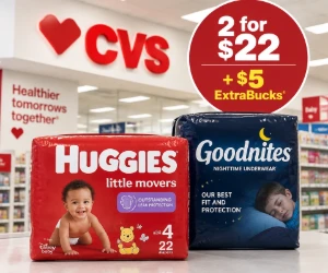Huggies Diapers 2 for $22 + $5 ExtraBucks at CVS
