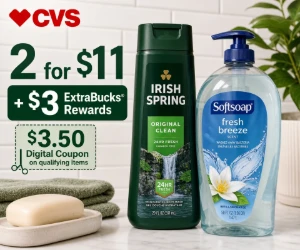 Irish Spring & Softsoap at CVS: 2 for $11 + $3 ExtraBucks Rewards