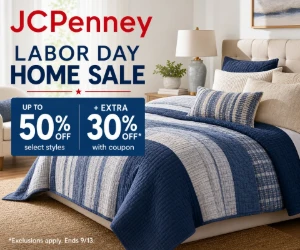 JCPenney Labor Day Home Sale: Up to 50% Off + Extra 30% Off With a Coupon