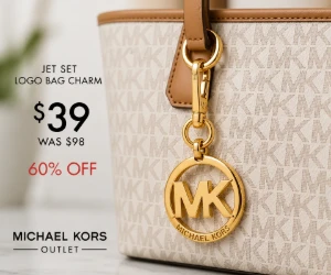 Jet Set Logo Bag Charm for $39 at Michael Kors Outlet, 60% Off