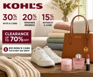 Kohl’s Splits the Savings Three Ways: 30% Off With a Card, Clearance Up to 70% Off & More
